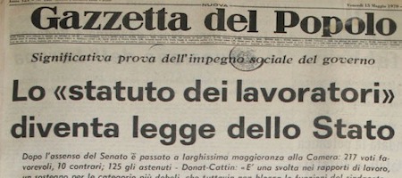 Lo statuto dei lavoratori ha  50 anni